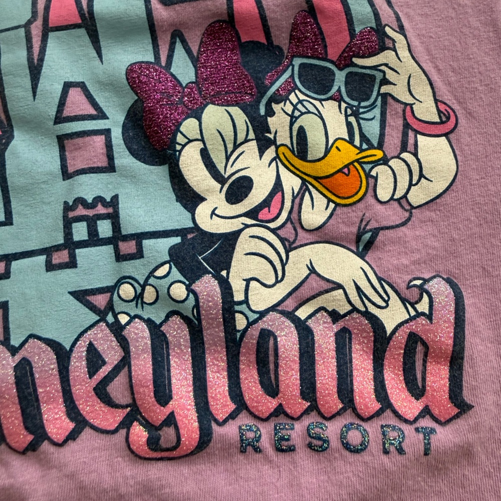 Disneyland Lavender Minnie Mouse and Daffy Duck Short Sleeve Shirt - Picture 3 of 5